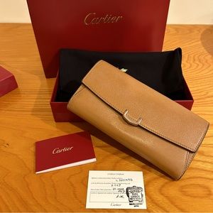 ⭕️SOLD⭕️ Cartier long leather long wallet /camel in great condition. Authentic